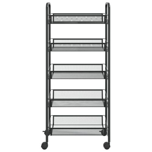 Кухненска количка на 5 нива, черна, 46x26x105 см, желязо