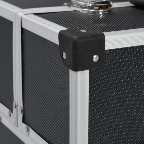 Кутия за инструменти 38x22,5x34 см черен алуминий