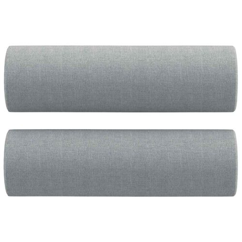 Комплект дивани 3 части с възглавници светлосив текстил