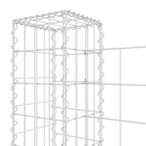 U-образна габионна кошница с 5 стълба, желязо, 500x20x100 см
