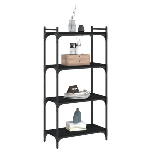 Библиотека 4 рафта черна 60x30x120 см инженерно дърво