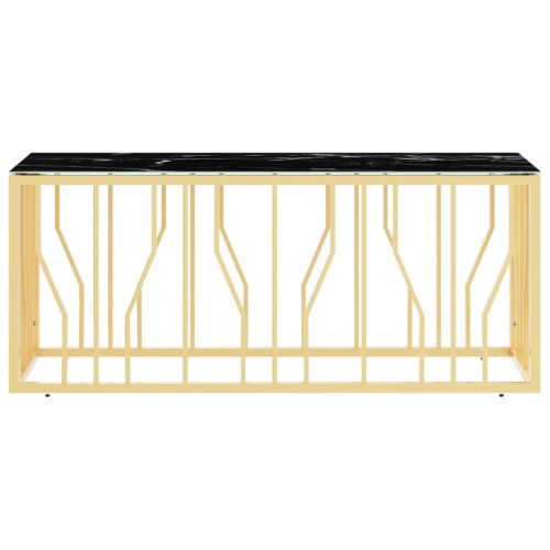 Маса за кафе златиста 110x45x45 cм неръждаема стомана и стъкло