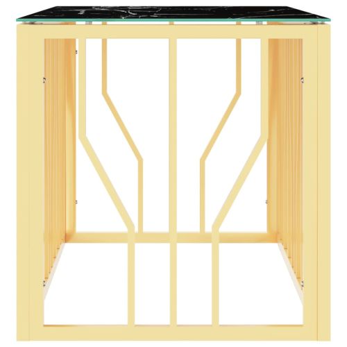 Маса за кафе златиста 110x45x45 cм неръждаема стомана и стъкло