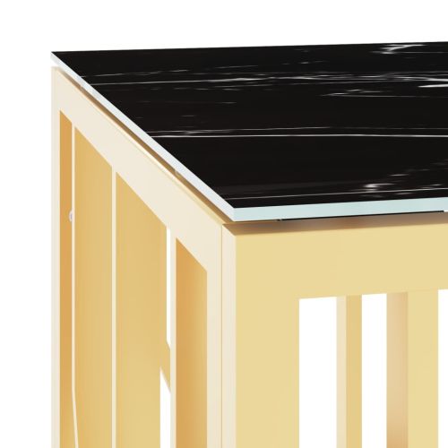 Маса за кафе златиста 110x45x45 cм неръждаема стомана и стъкло