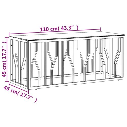 Маса за кафе златиста 110x45x45 cм неръждаема стомана и стъкло