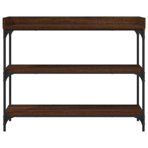 Конзолна маса с рафтове, кафяв дъб, 100x30x80 cм