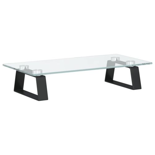 Стойка за монитор, черна, 40x20x8 см, закалено стъкло и метал