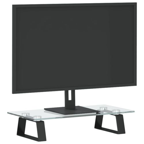 Стойка за монитор, черна, 40x20x8 см, закалено стъкло и метал