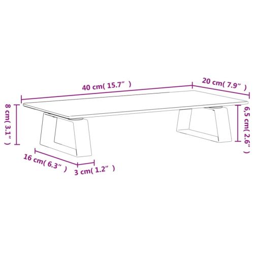 Стойка за монитор, черна, 40x20x8 см, закалено стъкло и метал