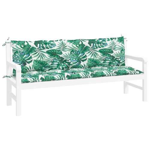 Възглавници за градински пейки 2 бр с листа 180x50x7 см плат