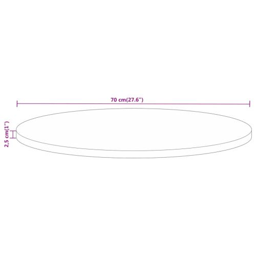 Плот за маса Ø 70x2,5 см кръгло масивно дърво грубо манго