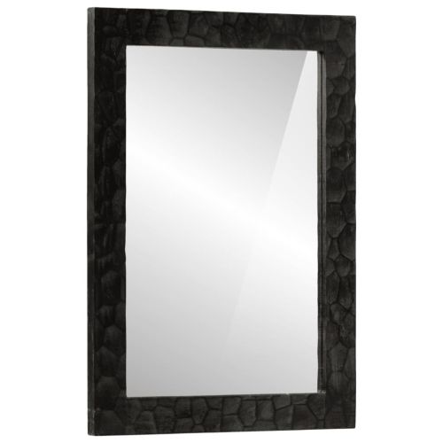 Огледало за баня черно 50x70x2,5 см дърво манго масив и стъкло
