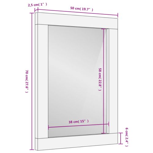 Огледало за баня черно 50x70x2,5 см дърво манго масив и стъкло