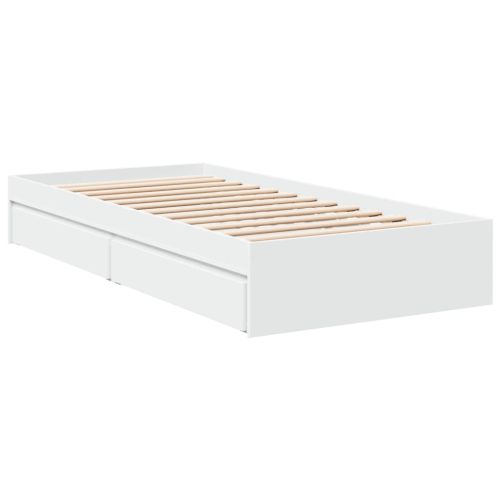 Рамка за легло, с чекмеджета, без матрак, бяла, 100x200 см