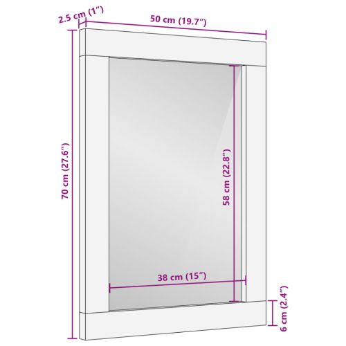 Огледало за баня 50x70x2,5 см мангово дърво масив и стъкло