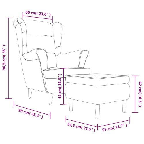 Фотьойл Wingback с табуретка, тъмнозелена, кадифе