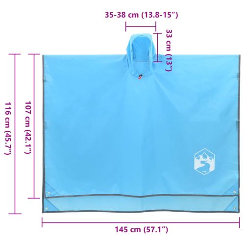 Дъждовно пончо с качулка 2 в 1 дизайн синьо 223x145 см
