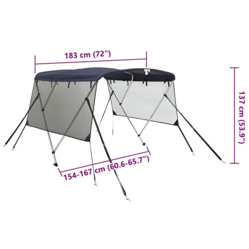 Тента за лодка с 3 дъги мрежести страници 183x(154-167)x137 см