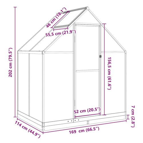 Оранжерия с основа рамка антрацит 169x114x202 см алуминий