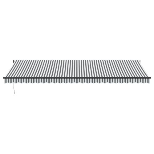 Ръчно прибираща се тента с LED, антрацит и бял, 600x350 см