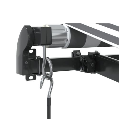 Ръчно прибираща се тента с LED, антрацит и бял, 600x350 см