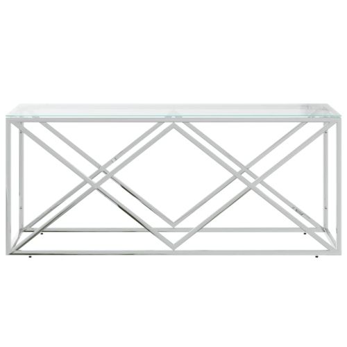 Маса за кафе 110x45x45 cм неръждаема стомана и стъкло