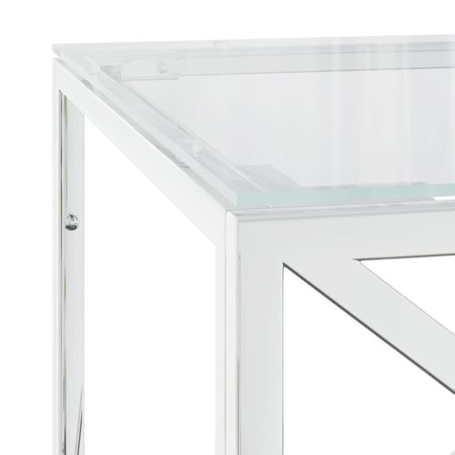 Маса за кафе 110x45x45 cм неръждаема стомана и стъкло