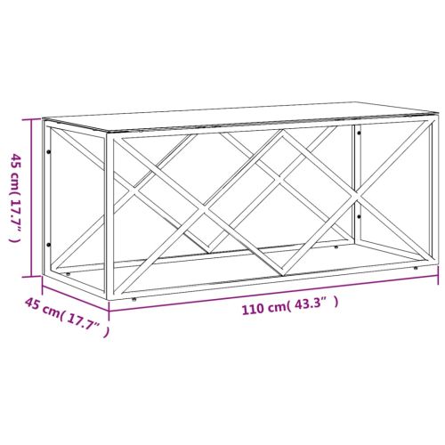 Маса за кафе 110x45x45 cм неръждаема стомана и стъкло