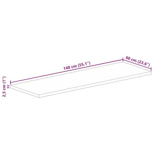 Плот за маса 140x60x2,5 см правоъгълен регенерирано дърво масив