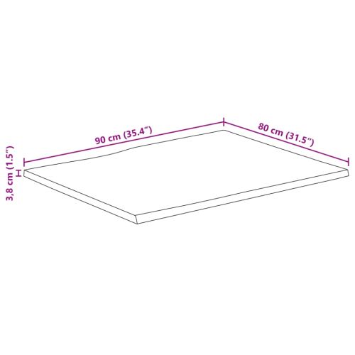 Плот за бюро, 90x80x3,8 см, правоъгълен, акация масив, жив ръб