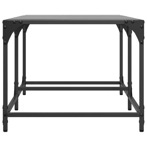 Маса за кафе с черен стъклен плот 98,5x50x40 см стомана