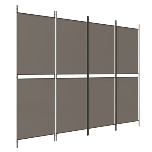 Параван за стая, 4 панела, антрацит, 200x200 cм, текстил