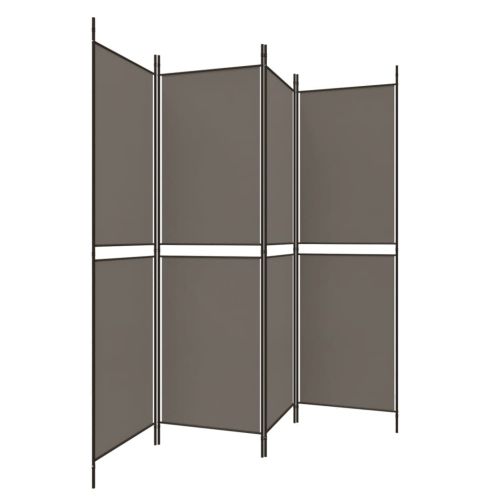Параван за стая, 4 панела, антрацит, 200x200 cм, текстил