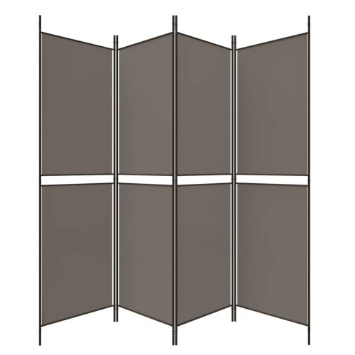 Параван за стая, 4 панела, антрацит, 200x200 cм, текстил