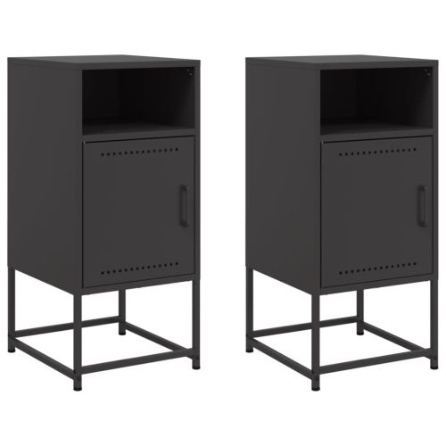 Нощни шкафчета 2 бр черен 36x39x78 см стомана
