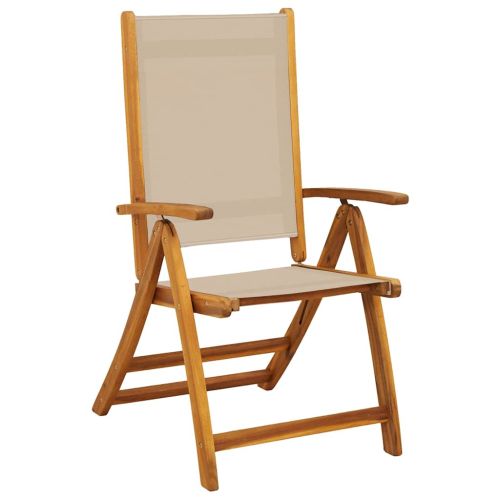Градински трапезен комплект, 7 части, акация масив и textilene