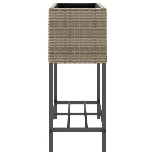 Градински плантери с рафт, 2 бр, сив, 70x28x70 см, полиратан