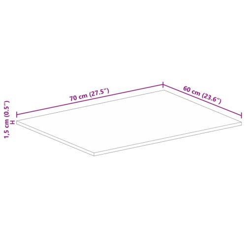 Плот за маса 70x60x1,5 см правоъгълен масивно дърво грубо манго