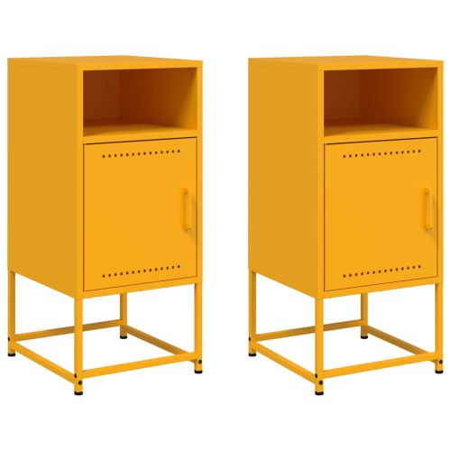 Нощни шкафчета 2 бр горчица жълто 36x39x78 см стомана