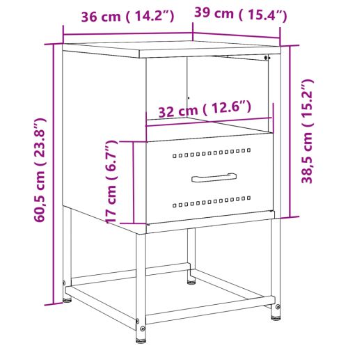 Нощни шкафчета 2 бр бели 36x39x60,5 см стомана