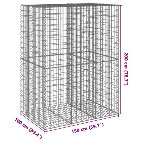Габионна кошница с покритие, 150x100x200 см, поцинковано желязо