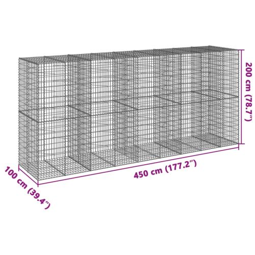 Габионна кошница с покритие, 450x100x200 см, поцинковано желязо