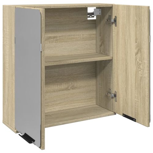 Шкаф за баня огледало дъб сонома 64,5x20x66,5см инженерно дърво