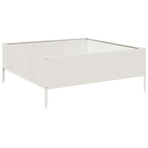 Градинско повдигнато легло, бяло, 100x100x41 см, стомана