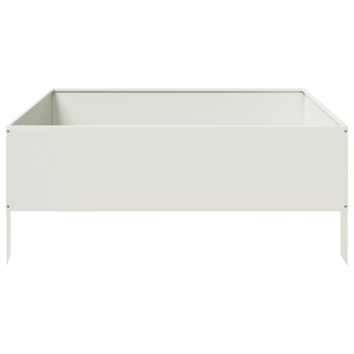 Градинско повдигнато легло, бяло, 100x100x41 см, стомана