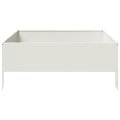 Градинско повдигнато легло, бяло, 100x100x41 см, стомана