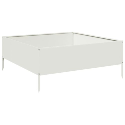 Градинско повдигнато легло, бяло, 100x100x41 см, стомана
