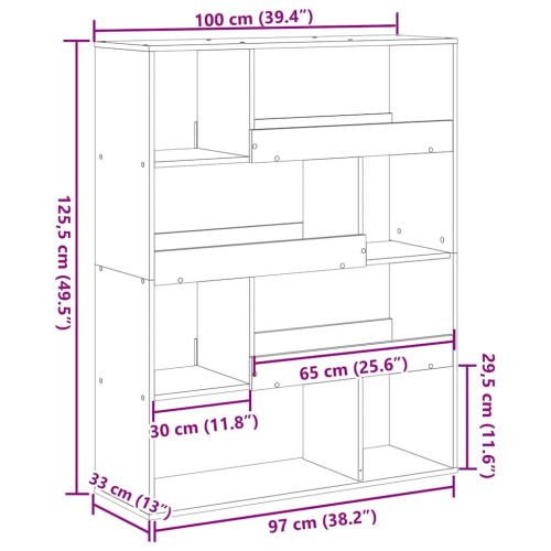 Разделител за стая бетонно сив 100x33x125,5 см инженерно дърво
