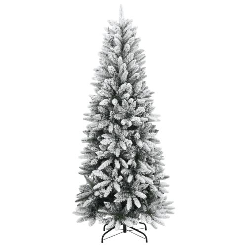 Изкуствена коледна елха, 150 LED и флокиран сняг, 120 см
