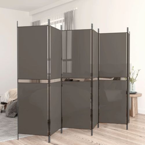 Параван за стая, 6 панела, антрацит, 300x180 cм, текстил
